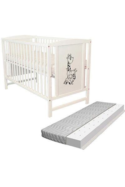 Kidizi Patut din lemn masiv 120x60 cm Bria alb si saltea antialergica cu vent...