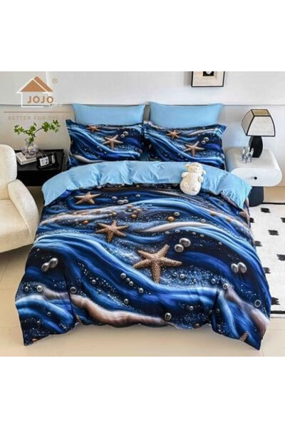 JOJO HOME Bed Linen, 5D Print, Double Bed, Fitted Sheet