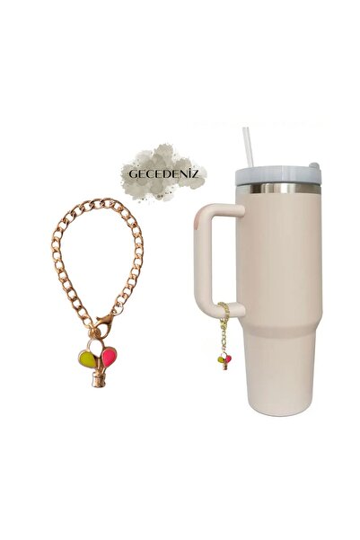 GECEDENİZ Thermos Handle Charm Accessory Ornament Balloon Colorful Yellow Whi...