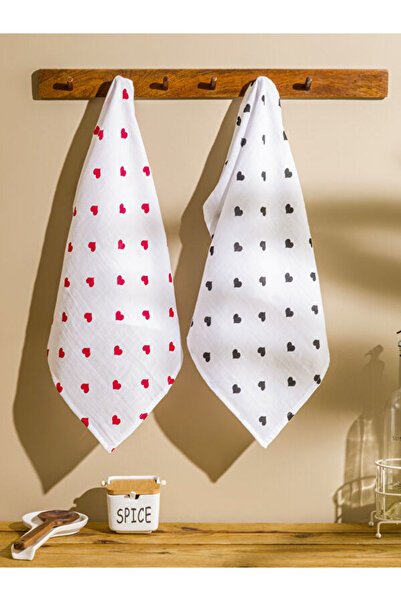 LC Waikiki Shining Choices Heart Embroidered Tea Towels from Shining Store, P...