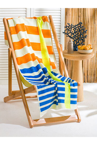 LC Waikiki Rmz Gi̇yi̇m Farkiyla Line Embroidered Men's Beach Towel 70X150 cm