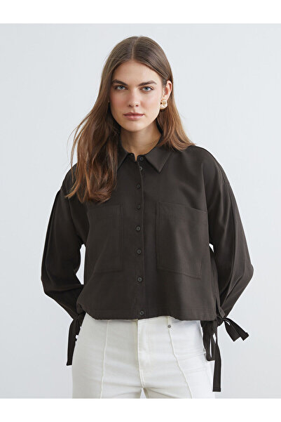 LC Waikiki Nevavm Oversized Women's Shirt with Lace-Up Detail