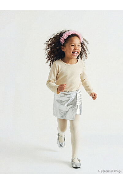 LC Waikiki Gray Shiny Look Girls' Shorts Skirt and Pantyhose