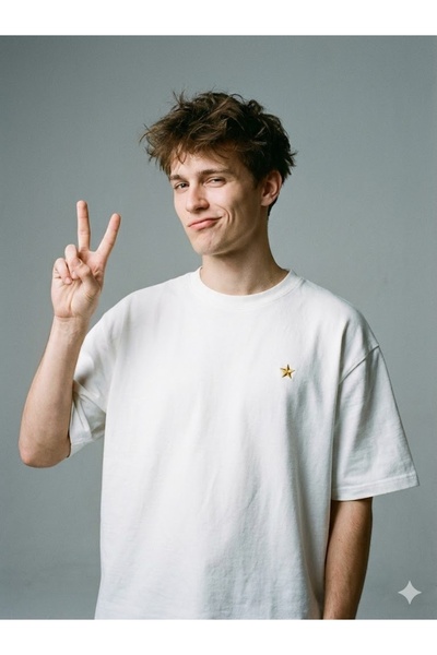 PERISENSE Unisex Little Star Printed Premium Combed Cotton Oversize T-Shirt