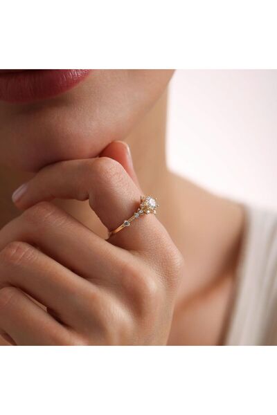 Sembol Gold 14 Ayar Altın Lotus Tektaş Yüzük