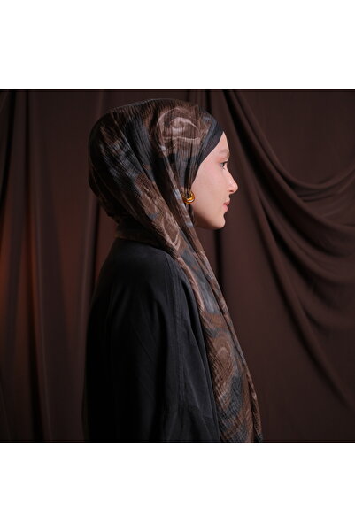 Mehru Scarfs موسلين سوفت جلو - شال أسود بيج - ملمس غير قابل للانزلاق - صيفي/ش...