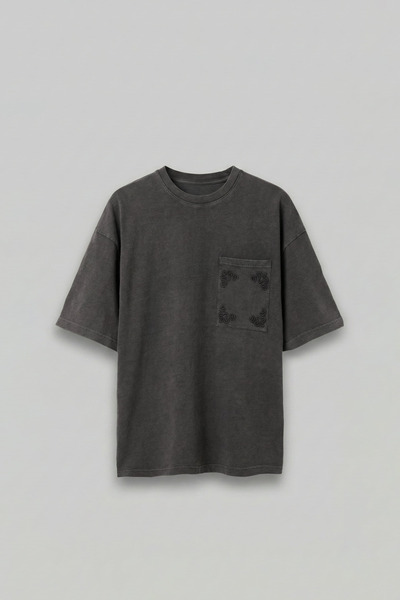 ablukaonline Men's Oversize Premium Pocket Embroidered T-Shirt Black