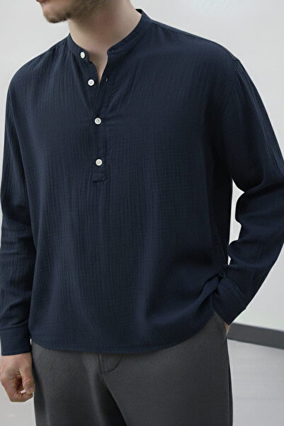 Wonraces Men's Half Oversize Comfortable Fit Stand Collar Half Placket Button...