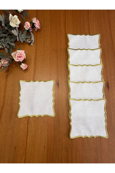 Smiling Home 6 bucăți de șervețele de prezentare pentru cocktail, brodate, în...