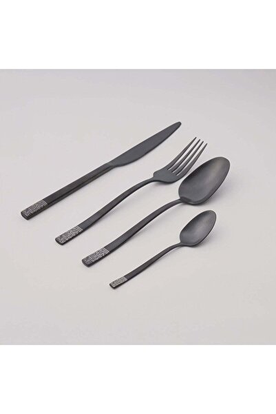 LA MESA 16-Piece Black Cutlery Set for Dining