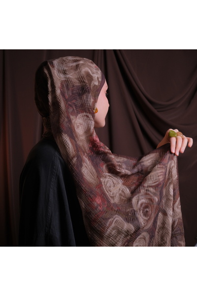Mehru Scarfs موسلين سوفت جلو - شال بني غامق - ملمس غير قابل للانزلاق - صيفي/ش...