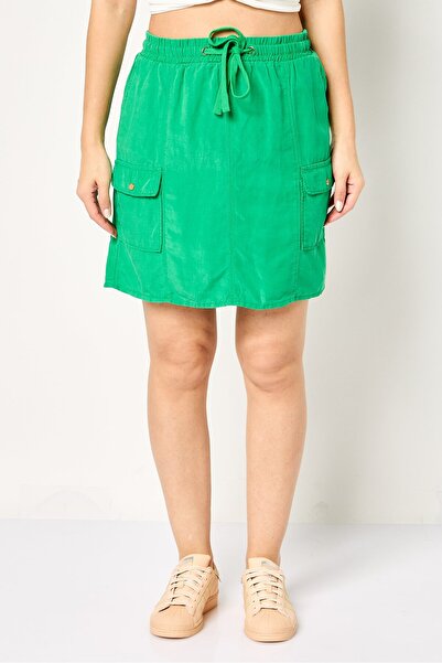 PROMOD Women Plain Mini Skirt, Green