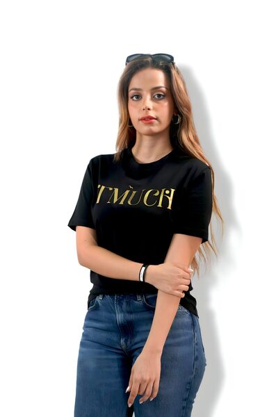 T-MUCH Premium Black T-Shirt With Gold Logo