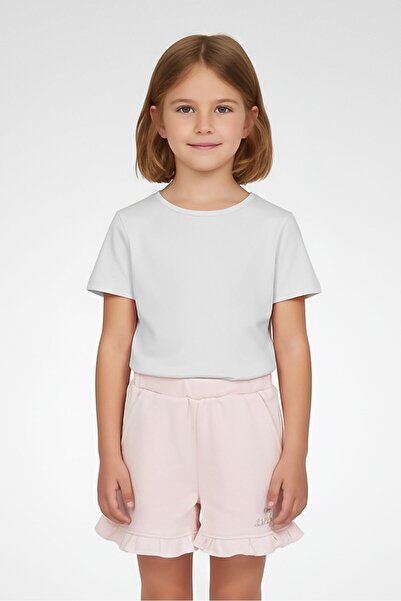 Lili Gaufrette Kids Girl Embroidered Logo Shorts, Lavender