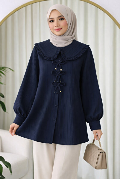 bellura Apron Collar Shirt with Ribbon Detail on the Front