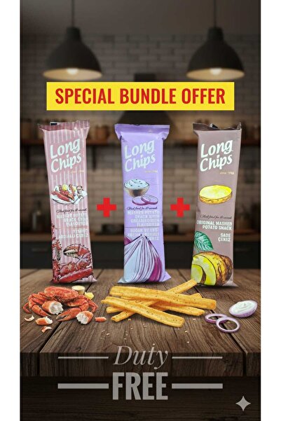 long chips Uzun Patates Cipsi 3 farklı Aromalı