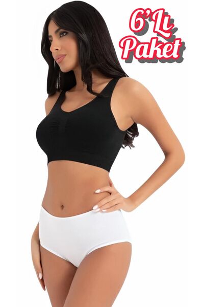 Özten İç Giyim Pack of 6 Luxury Lycra Flexible Cotton High Waist Bato Women's...