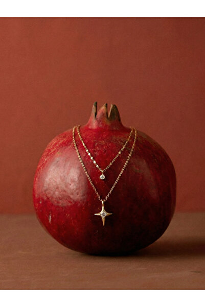 Silveria Jewels 925 Ayar Gümüş Kuzey Yıldızı Katmanlı Kolye – 2’li Zincirli Z...