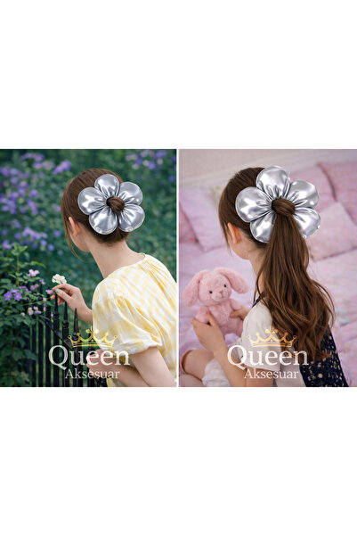 QUEEN AKSESUAR Fashion Trend Oversized Fluffy Sponge Daisy Hologram Bright Co...
