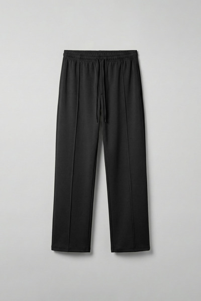 ablukaonline Men's Relaxed Pleated Soft Textured Elastic Waist Sweatpants Black