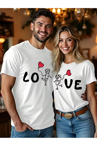 Ciel Lune Lover Combination Love Printed Couple T-Shirt Set Oversize Unisex S...