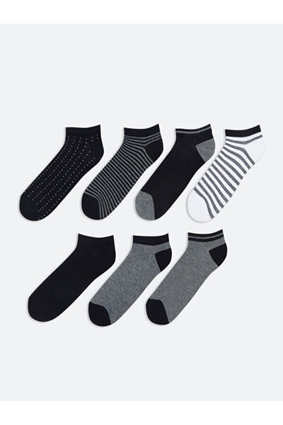 LC Waikiki Rmz Gi̇yi̇m Farkiyla Embroidered Men's Bootie Socks 7-Pack