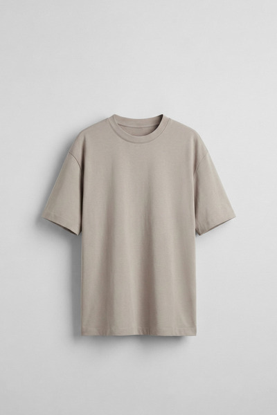 ablukaonline Men's Oversize Basic Soft Textured Comfortable T-Shirt Beige