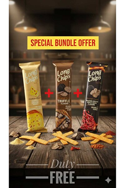 long chips 3 farklı Aromalı Uzun Patates Cipsi