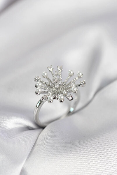 CT STONES Mey imports ®   Silver color dandelion model zircon stone women's ring