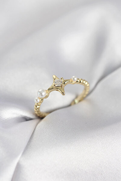 CT STONES Mey imports ®   Minimalist north star design gold-tone ring with zi...