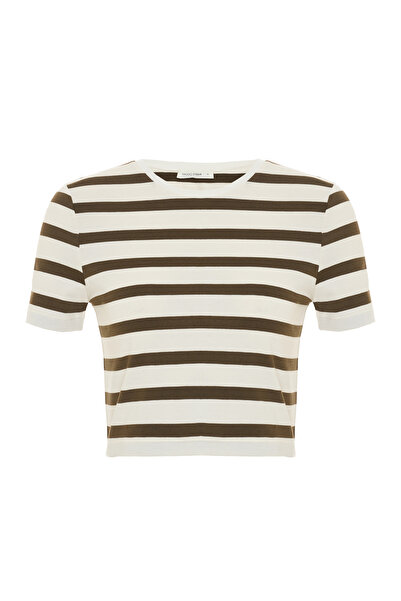 Mudo Striped Crewneck Crop T-Shirt