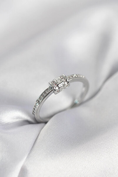 CT STONES Mey Import ®   Zircon Stone Silver Color Brass Women's Ring