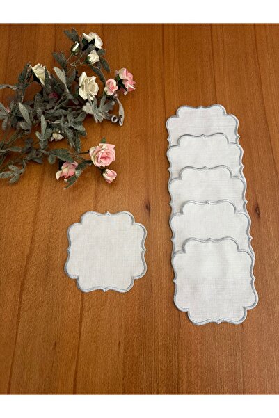 Smiling Home 6 bucăți de șervețele de prezentare pentru cocktail, brodate, de...