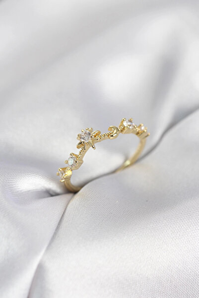 Nacario Mey Import ®   Gold Color Night Themed Zircon Stone Women's Ring