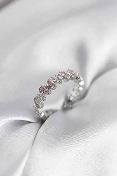 CT STONES Mey Import ®   Pink Zircon Stone Butterfly Model Women's Ring