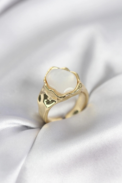 Nacario Mey Import ®   Gold Color White Stone Women's Ring