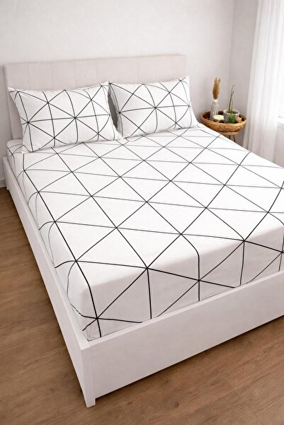 Arma Concept Double Geometric Patterned Ranforce Fabric Elastic Bed Sheet Set...
