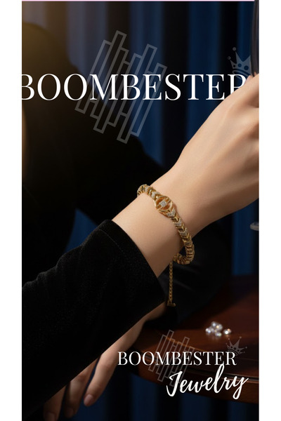 BoomBester مجموعة إمبيريال إكلات - سوار فاخر من الذهب على شكل حرف V مرصع بالأ...