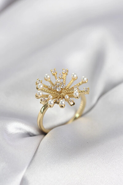 CT STONES Mey imports ®   Gold color dandelion model zircon stone women's ring