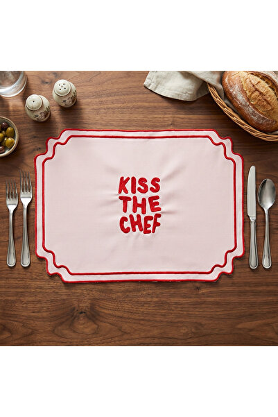 Solterra Design Kiss The Chef Nakışlı 2'li Amerikan Servis Takımı