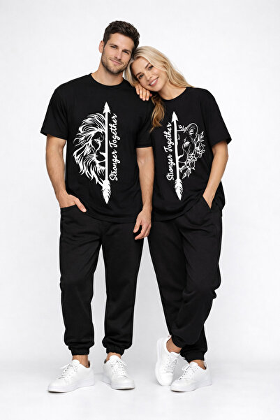 NEVERMIND Sevgili Kombini Oversize Couple T-Shirt Unisex Matching Couple Stro...