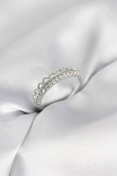 Nacario Mey Import ®   Motif Patterned Silver Color Zircon Stone Women's Ring