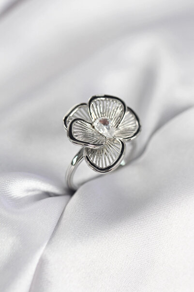 CT STONES Mey Import ®   Silver Color Flower Model Vintage Women's Ring