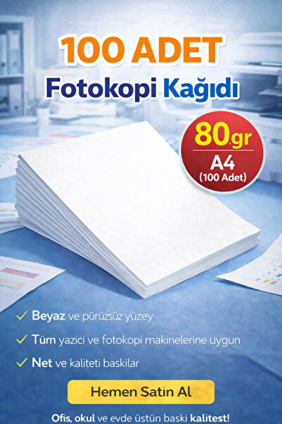 ANI OFİS KIRTASİYE A K A4 80 gr Fotokopi Kağıdı 100’lü Paket – Beyaz Yazıcı v...