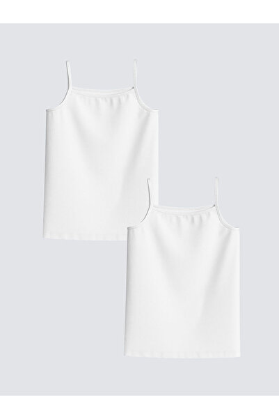 LC Waikiki Peak New Season Square Collar Rope Strap Girls' Undershirt 2-Piece...