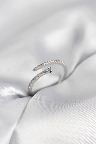 Nacario Mey Import ®   Nail Model Zircon Stone Silver Color Women's Ring