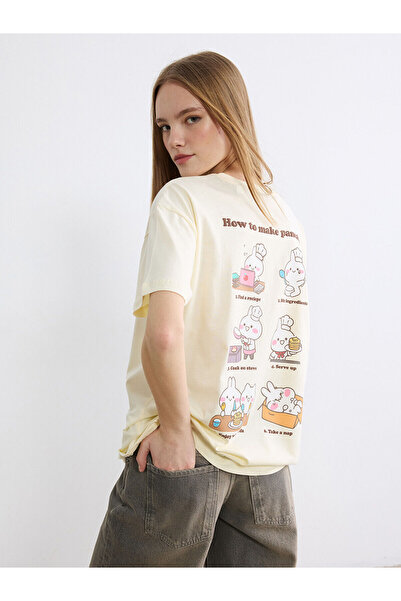 LC Waikiki Ozmarka New Season Crew Neck Mimi & Neko Printed Women's T-Shirt