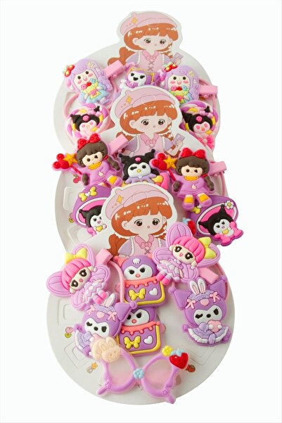 Bijuteri Net Çzgflm Character Children's Elastic Hair Clip Buckle 8 Pieces