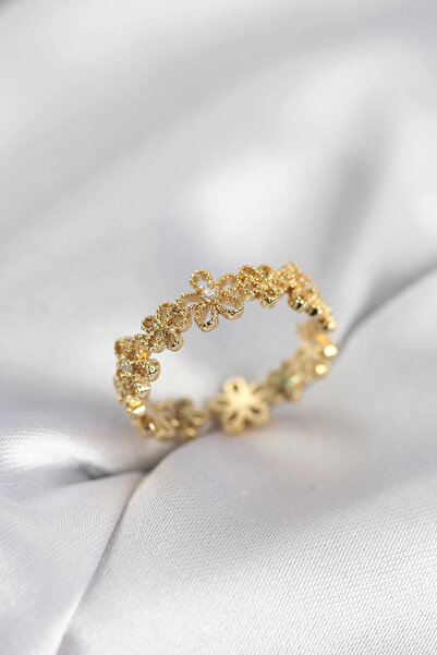 Nacario Mey Import ®   Gold Color Row Flower Model Zircon Stone Women's Ring