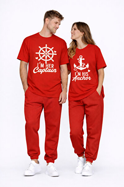 NEVERMIND Sevgili Kombini Oversize Couple T-Shirt Unisex Captain Anchor Print...